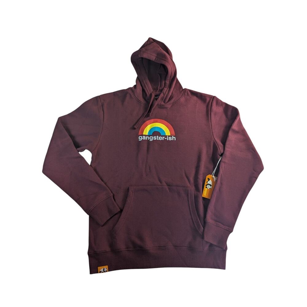 Enjoi Skateboard Men's Medium Gangsterish Rainbow Hoodie Sweatshirt Merlot NWT
